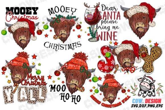 Download Cow Christmas Bundle SVG Sublimation - Cow christmas bundle Collection